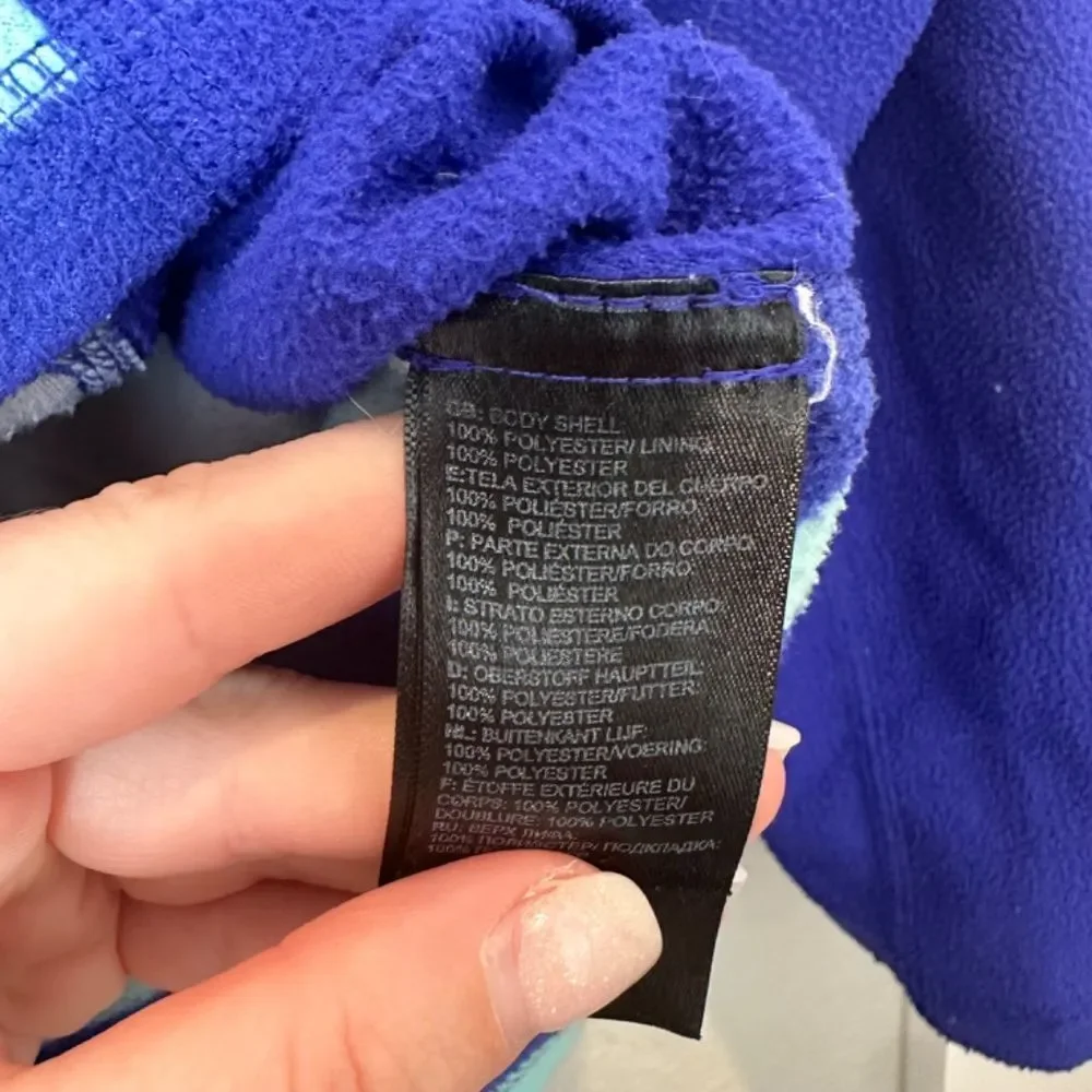 The North Face Girls Blue Purple Stripe Full Zip Fleece Hooded Jacket - Size M